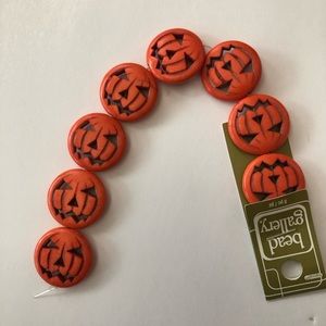 String of 8 Stone Pumpkin Beads for Jewelry Making